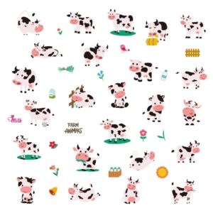 24 Sheets Cow Temporary Tattoos, Birthday Decorations Cow Party Favors