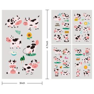 24 Sheets Cow Temporary Tattoos, Birthday Decorations Cow Party Favors