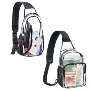 gdbis clear sling bag stadium approved, multipurpose clear shoulder backpack, casual chest daypack for hiking, stadium or concerts