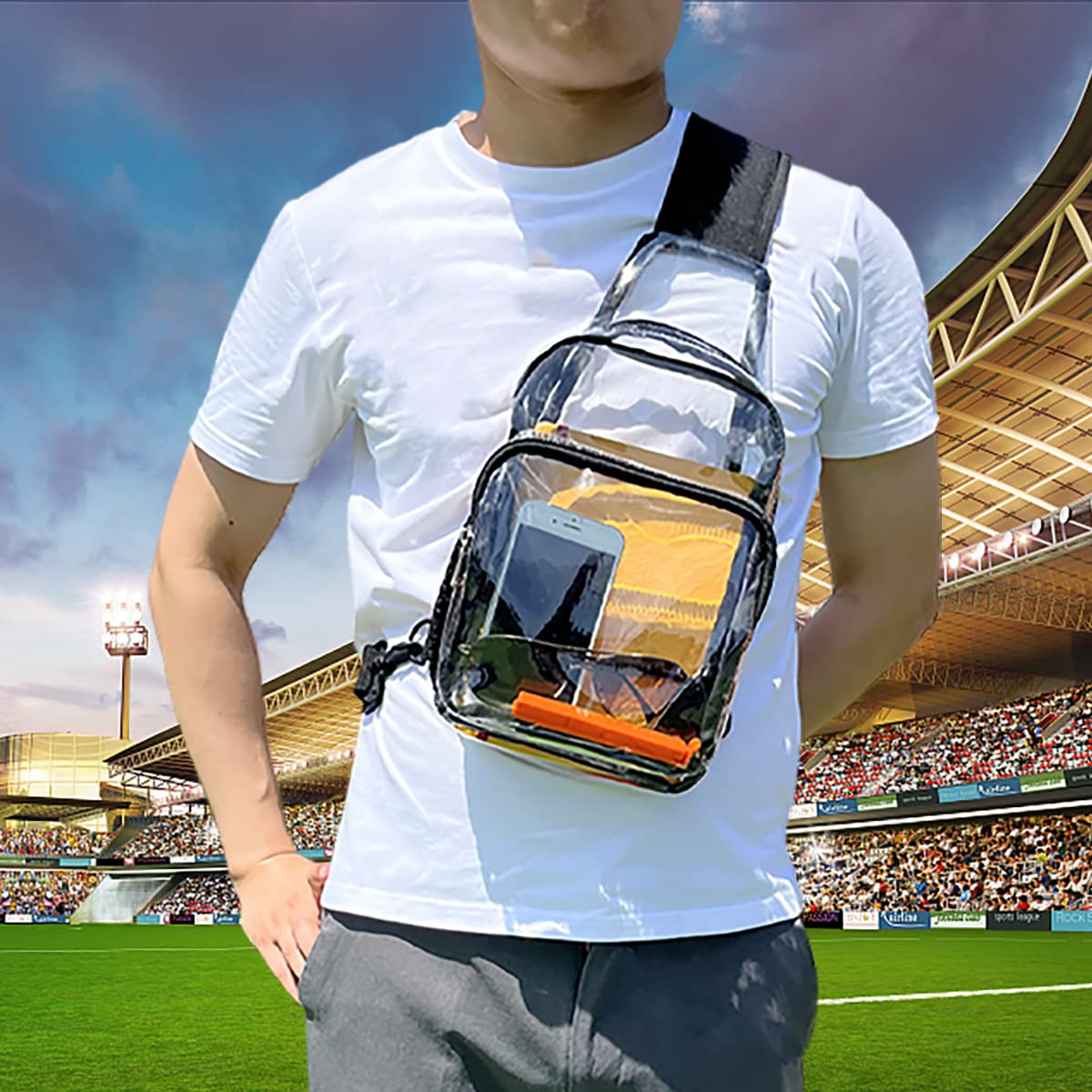 gdbis Clear Sling Bag Stadium Approved, Multipurpose Clear Shoulder Backpack, Casual Chest Daypack for Hiking, Stadium or Concerts