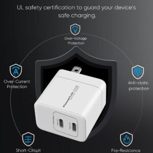 PowerLot USB C Charger, GaN III 35W Dual USB C Wall Charger, PPS Super Fast Charging Block with Foldable Plug for iPhone 15 14 13 12 11, Samsung S23 S22 S21, Pixel 7 6 Pro, MacBook Air, iPad, iWatch