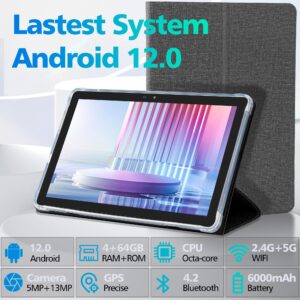 FATARUS Tablet 2023 Newest Android Tablet 10.4 inch, Octa-Core WiFi Tablet, 4GB RAM + 64GB ROM 128GB Expandable Storage, Large Touch-Screen Tablet, 5+13MP Dual Camera/Bluetooth/GPS/HD Display/Case