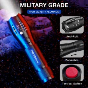 RECHOO Tactical Flashlights 4 Pack, Bright Zoomable LED Flashlights with High Lumens and 5 Modes, Waterproof Portable Pocket Flash Light for Emergency, Camping, and Outdoor Use - S1500