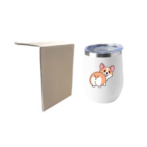 Yipaidel Corgi Butt Tribal 12 OZ Wine Tumbler with Lid Stemless Double Wall Vacuum Travel Mugs stainless steel Coffee Cup for Cold Hot Drinks Wine Coffee Cocktails Beer