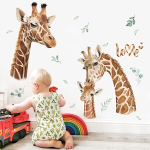 decalmile Giraffe Family Wall Decals Safari Animal Wall Stickers Nursery Kids Room Wall Decor