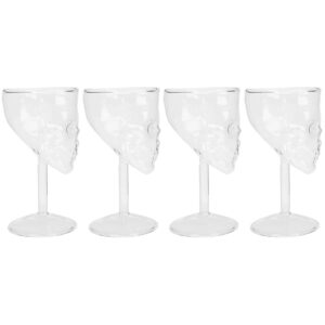 halloween skeleton wine glasses set of 4, funny halloween skull glasses goblets clear skeleton glassware for spooky wine, water or , halloween decorations beverage gifts