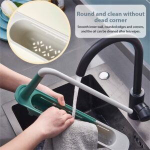 JZXUAO Telescopic 2-in-1 Sink Storage Rack Holder Kitchen Telescopic Sink Storage Rack Expandable Storage Drain Basket Sponge Soap Holder with Dishcloth Hanger (Blue)