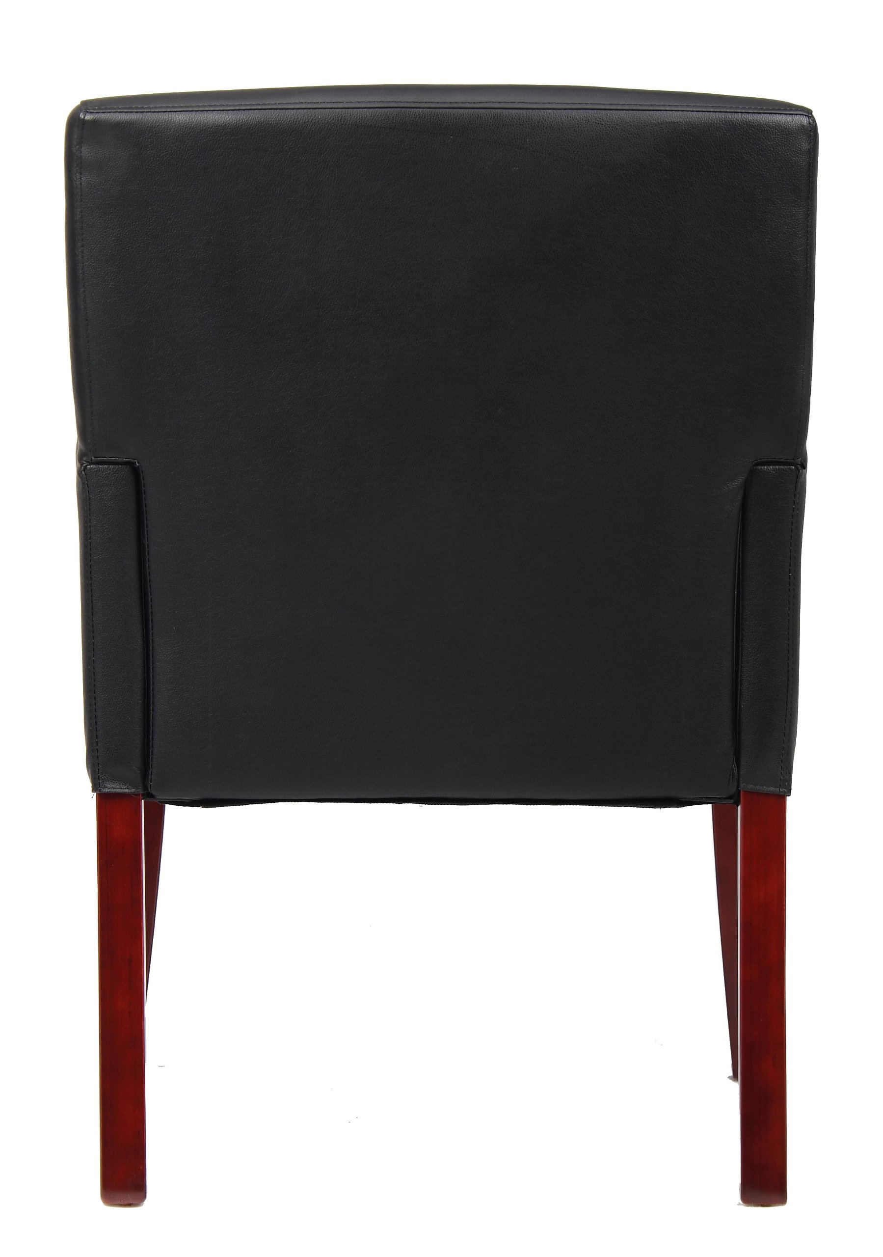 Boss Office Products Reception and Guest Box Arm Chairs with Mahogany Finish in Black