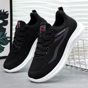 Womens Fashion Sneakers 2022, Women's Running Shoes Non Slip Athletic Tennis Walking Blade Type Sneakers Black