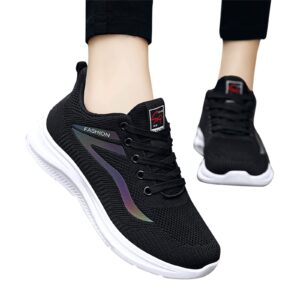 Womens Fashion Sneakers 2022, Women's Running Shoes Non Slip Athletic Tennis Walking Blade Type Sneakers Black