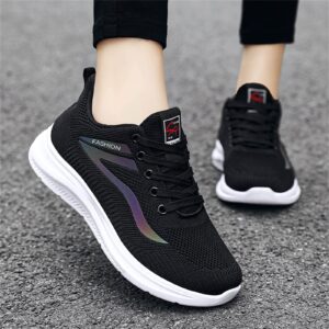 Womens Fashion Sneakers 2022, Women's Running Shoes Non Slip Athletic Tennis Walking Blade Type Sneakers Black