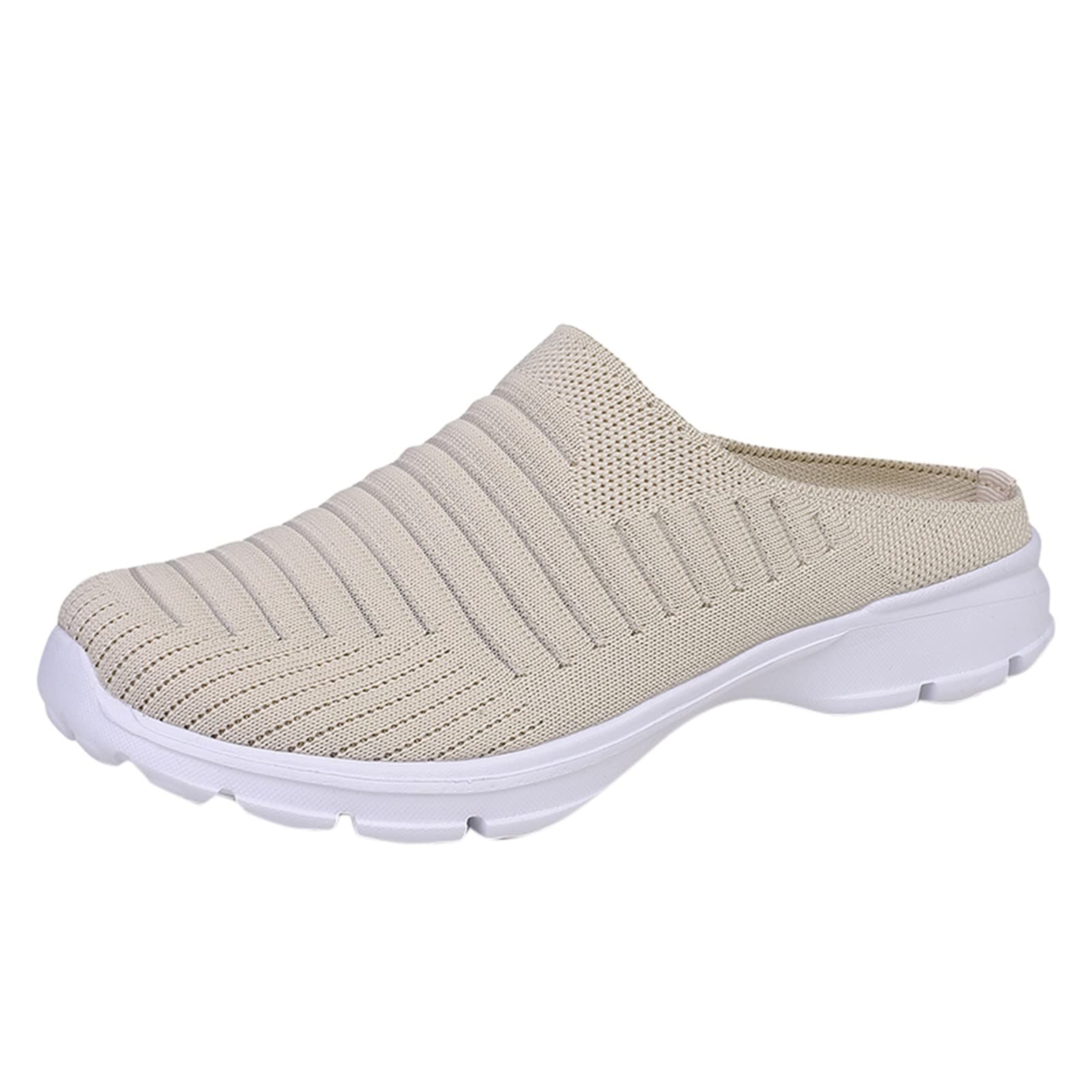 MLAGJSS Comfortable Driving Shoes, Women's Sneakers Slip On Walking Shoes Round Toe Comfort Athletic Running Shoes Gift Beige