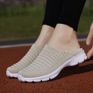 MLAGJSS Comfortable Driving Shoes, Women's Sneakers Slip On Walking Shoes Round Toe Comfort Athletic Running Shoes Gift Beige