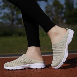 MLAGJSS Comfortable Driving Shoes, Women's Sneakers Slip On Walking Shoes Round Toe Comfort Athletic Running Shoes Gift Beige