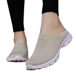 MLAGJSS Comfortable Driving Shoes, Women's Sneakers Slip On Walking Shoes Round Toe Comfort Athletic Running Shoes Gift Beige