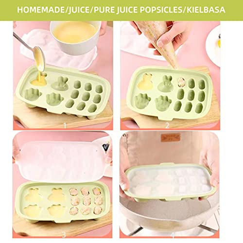 Baby Food Freezer Trays - Food Storage Containers with with Lids, Silicone Food Molds Trays for Homemade Baby Food, Breast Milk, Vegetable, Juice & Fruit Purees, 2 Pack (Orange/Green)