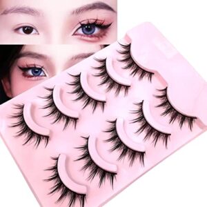 anime cosplay manga lashes,15mm 3d wispy spiky lashes for natural look reusable 5 pairs fake eyelashes,perfect for japanese anime fans,get stunning eyes.