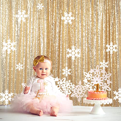 ShinyBeauty Sequin Backdrop 8ftx10ft Light Gold Sequin Fabric Backdrop Drapes Sparkle Backdrop for Photoshoot Glitter Backdrop for Birthday Party Backdrop Background