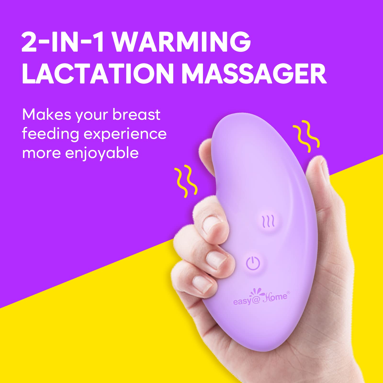 Easy@Home Lactation Massager for Breastfeeding: 2-in-1 Nursing Baby Pump Mom Breast Support | Warming Sore Tenderness Relief Nipple Massage | Postpartum Essential | Improves Breastmilk Flow EHL038