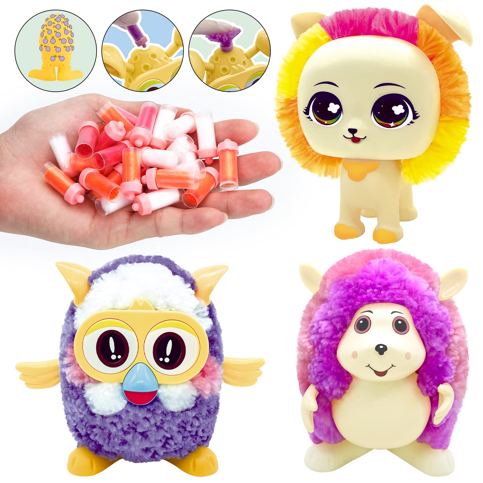 FEIDAMA Plush Toy Set. Cute Plush Toys, Stuffed Animals Toys Dolls, Soft Plush Stuffed Animal Plushier, Colorful Stuffed DIY Plush Animal Toys Dolls for Kids Girls Boys (Hedgehog+owl+Puppy)