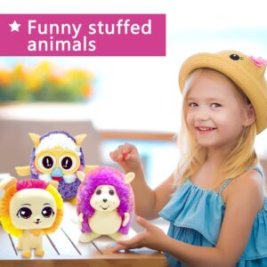 FEIDAMA Plush Toy Set. Cute Plush Toys, Stuffed Animals Toys Dolls, Soft Plush Stuffed Animal Plushier, Colorful Stuffed DIY Plush Animal Toys Dolls for Kids Girls Boys (Hedgehog+owl+Puppy)