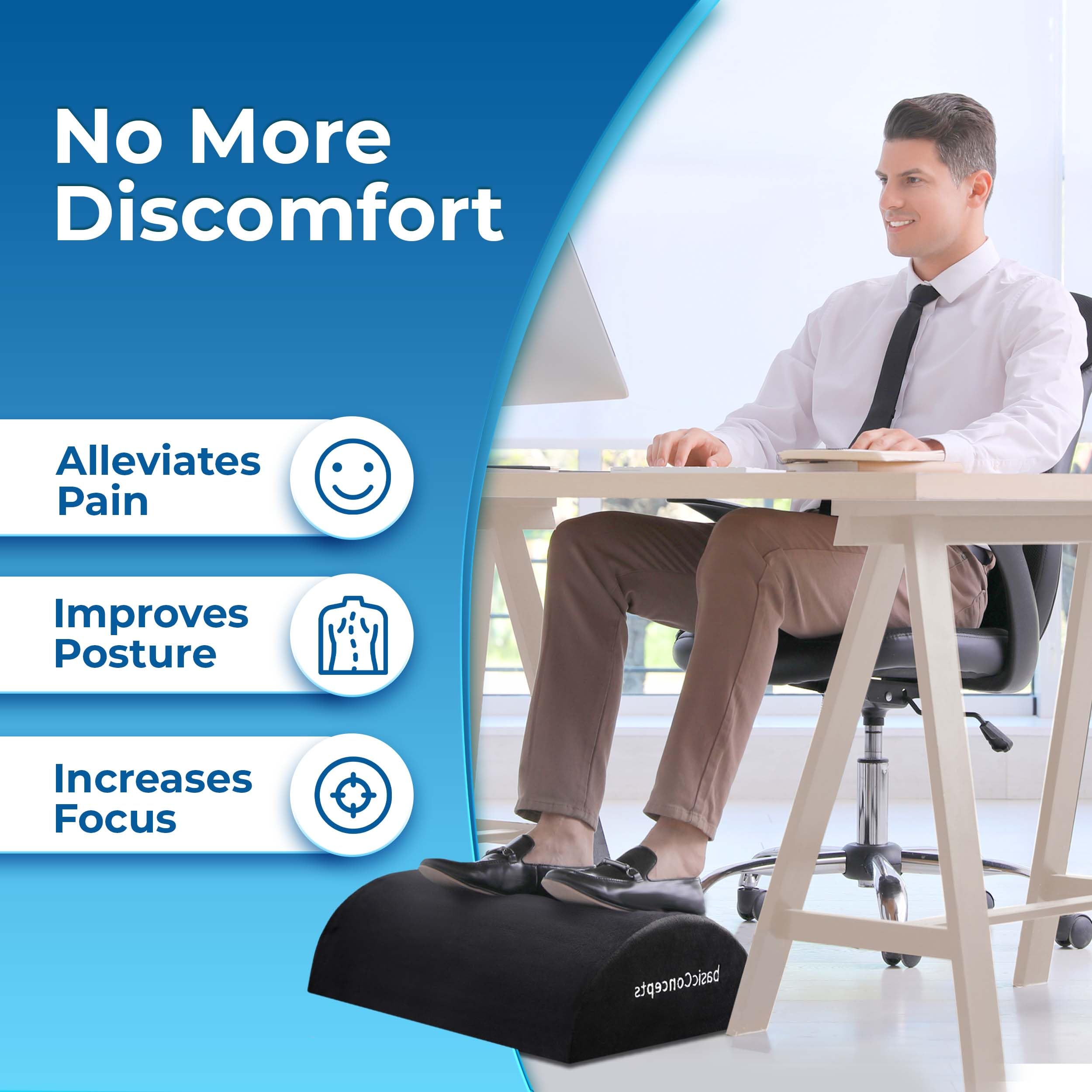 Foot Rest for Under Desk at Work - Adjustable - Ergonomic Office Desk Foot Rest, Under Desk Footrest with Washable Cover, Desk Foot Stool Work from Home Accessories