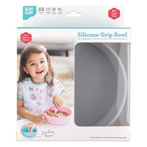 Bumkins Baby Bowl, Baby Led Weaning, Silicone, Non Skid Sticky Bottom, Supplies for Children Ages 6 Months Up, Gray