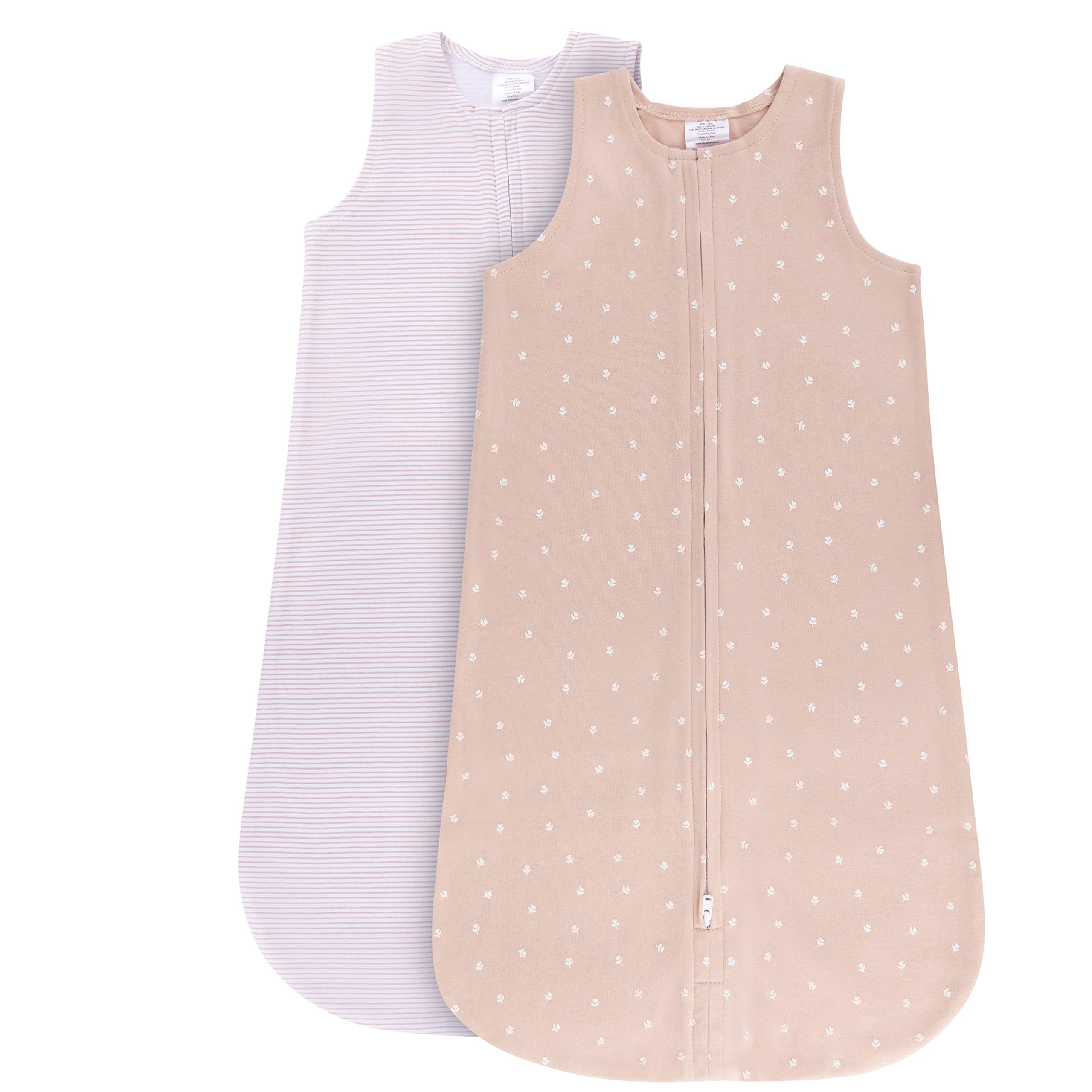 Ely's & Co 100% Cotton Wearable Blanket Baby Sleep Bag 2 Pack (3-6 Months, Blush)