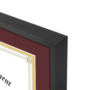 Golden State Art, 11x14 Aluminum Picture Frame with mat for 8.5x11 Photo, Document & Certificates - Sawtooth Hangers - Wall Mounting - Real Glass(Black with Red/Gold Double Mat, Set of 1)