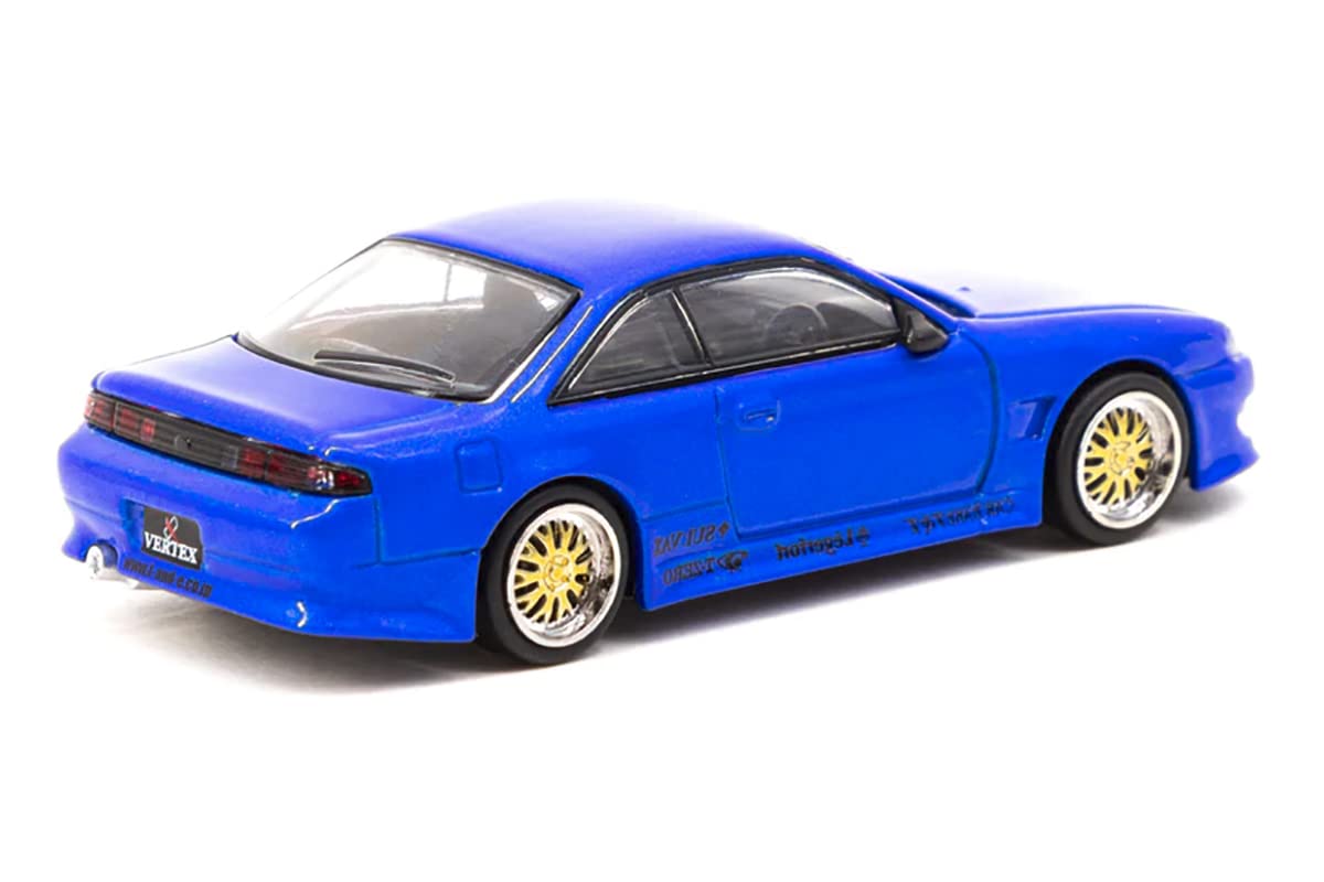 Vertex Silvia S14 RHD (Right Hand Drive) Blue Metallic Global64 Series 1/64 Diecast Model Car by Tarmac Works T64G-018-BL