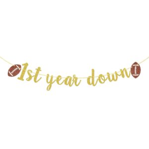 first year down banner, football 1st birthday banner, football 1st birthday party decor, boy 1st birthday party decor, gold glitter