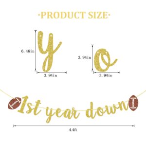 First Year Down Banner, Football 1st Birthday Banner, Football 1st Birthday Party Decor, Boy 1st Birthday Party Decor, Gold Glitter