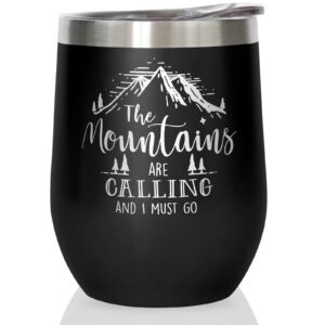 coolertaste best gifts for outdoor lovers, the mountains are calling 12oz tumbler cup, gifts for outdoor enthusiasts, mountain coffee mug, climber hiking gifts, mountaineering camping gift ideas