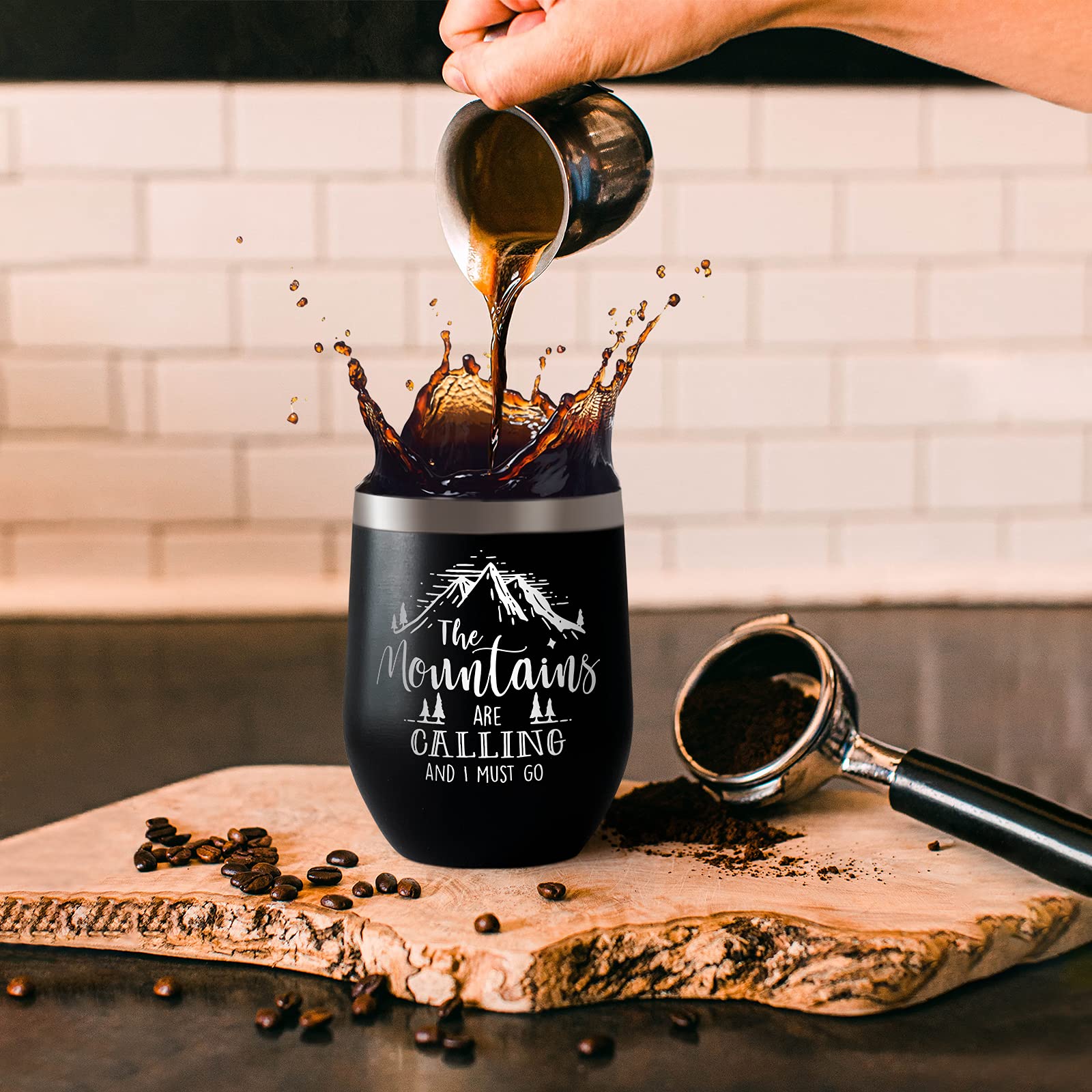 Coolertaste Best Gifts For Outdoor Lovers, The Mountains Are Calling 12oz Tumbler Cup, Gifts For Outdoor Enthusiasts, Mountain Coffee Mug, Climber Hiking Gifts, Mountaineering Camping Gift Ideas