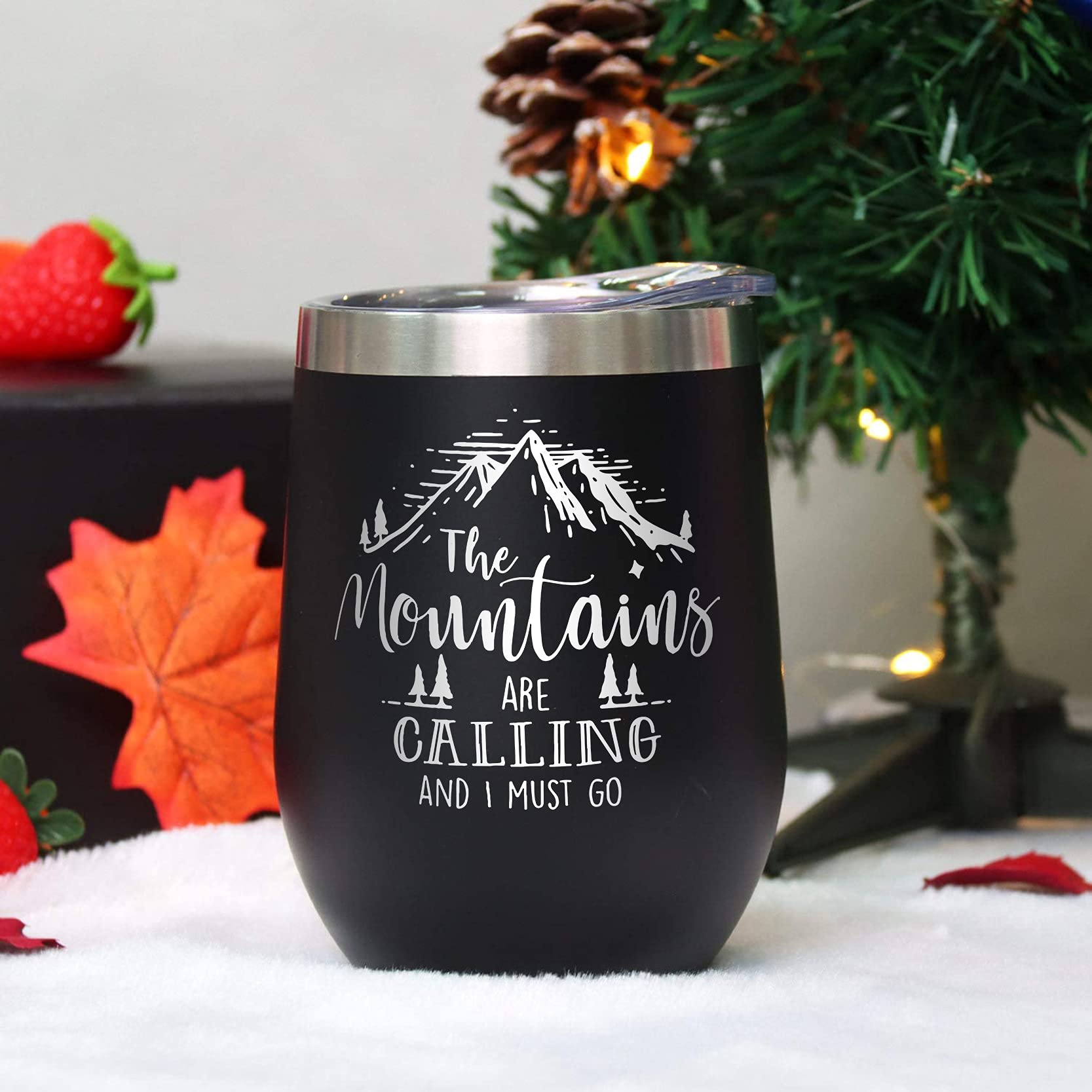 Coolertaste Best Gifts For Outdoor Lovers, The Mountains Are Calling 12oz Tumbler Cup, Gifts For Outdoor Enthusiasts, Mountain Coffee Mug, Climber Hiking Gifts, Mountaineering Camping Gift Ideas