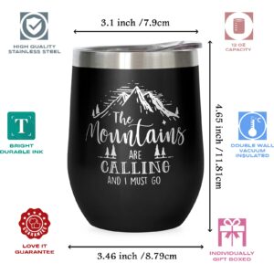 Coolertaste Best Gifts For Outdoor Lovers, The Mountains Are Calling 12oz Tumbler Cup, Gifts For Outdoor Enthusiasts, Mountain Coffee Mug, Climber Hiking Gifts, Mountaineering Camping Gift Ideas