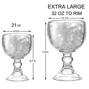 Extra Large 30oz Margarita Schooner Beer Glasses Set of 2, Large Shrimp Cocktail Glasses Goblet, Large Stemmed Glasses With Thick Bottom for Coronaritas, Margaritas,Cocktails