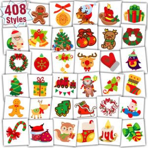 partywind 408 pcs individually wrapped christmas temporary tattoos for kids stocking stuffers, christmas holiday decorations party supplies favors gifts, xmas tattoo stickers for boys and girls