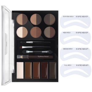 maepeor eye brow kit 25 piece waterproof eyebrow palette set 12 colors eyebrow powder 5 colors brow wax 4 eyebrow stencils 3 brushes 1 eyebrow pencil for novice and professional (25 piece set)