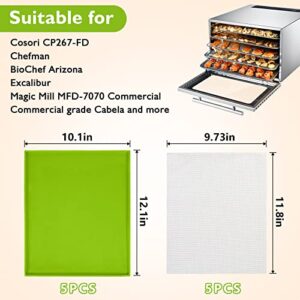 5PCS Silicone Dehydrator Sheets,Fruit Leather Silicone Dehydrator Mats with Edge Compatible with Cosori CP267-FD, Non-Stick Food Dehydrator Mats for Fruits Meat Vegetables Herbs (Mixed Color-5 Packs)