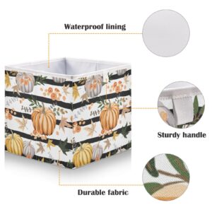 Autumn Fall Pumpkins Thanksgiving Day Storage Basket Storage Bin Rectangular Collapsible Toy Bins Empty Gift Baskets Organizer for Boys Girls Toys