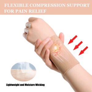 Wrist Compression Sleeve (4PCS), Soft Wrist Support Brace Wrist Bands for Tendonitis, Arthritis, Sprains Pain Relief, Elastic Carpal Tunnel Wraps Protector for Fitness, Sport, Weightlifting, Typing