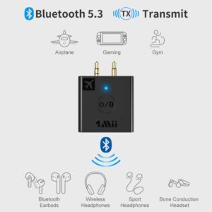 Airplane Bluetooth Transmitter Receiver for All Headphones - Use with any 3.5 mm Jack on Airplanes - Portable Charging Case - aptX Adaptive - Low Latency - Flying Travel,Long Flight Essentials - Black