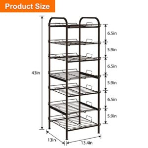 CASAVIDA 7-Tier Water Bottle Organizer, Free Standing Metal Water Bottle Storage Rack Shelf, Adjustable Water Bottle Holder Multifunctional Storage Shelves for Kitchen Pantry Food Storage, Bronze