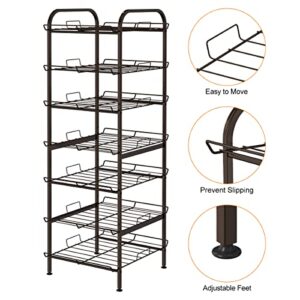 CASAVIDA 7-Tier Water Bottle Organizer, Free Standing Metal Water Bottle Storage Rack Shelf, Adjustable Water Bottle Holder Multifunctional Storage Shelves for Kitchen Pantry Food Storage, Bronze