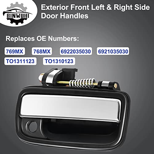 BINWUHI 2Pcs Outside Exterior Front Left Driver Side & Right Passenger Side Door Handles Compatible with 1995-2004 Toyota Tacoma, 2004-2012 Toyota Hilux, Replace 769MX, 768MX, 6922035030, 6921035030