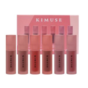 kimuse water gel lip tint 6 colors set, highly pigmented long lasting moisturizing glossy lip stains, hydrate lightweight lip gloss makeup