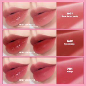 KIMUSE Water Gel Lip Tint 6 Colors Set, Highly Pigmented Long Lasting Moisturizing Glossy Lip Stains, Hydrate Lightweight Lip Gloss Makeup