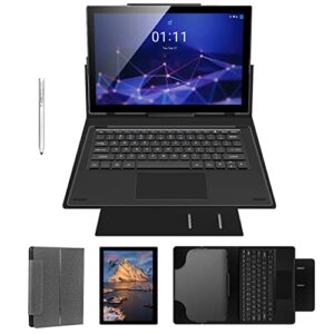 byybuo tablet 10.1 inch, 2 in 1 android 12 tablets with docking keyboard case,4gb ram 128gb rom,1920x1200 full hd,octa-core processor,7000mah battery, 5g+2.4g wifi, bluetooth,gps,fm(2023 gray)