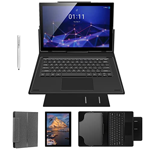 BYYBUO Tablet 10.1 inch, 2 in 1 Android 12 Tablets with Docking Keyboard Case,4GB RAM 128GB ROM,1920x1200 Full HD,Octa-Core Processor,7000mAh Battery, 5G+2.4G WiFi, Bluetooth,GPS,FM(2023 Gray)